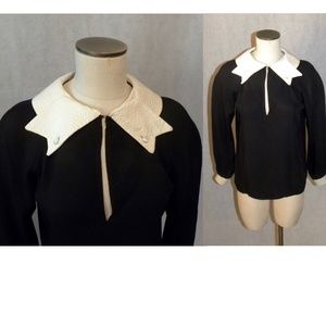 VTG Elizabeth Arden Black & White Blouse CHIC!